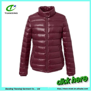 Ladies real down jacket com cor brilhante